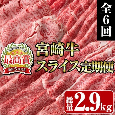 【毎月定期便】宮崎牛スライス定期便全6回