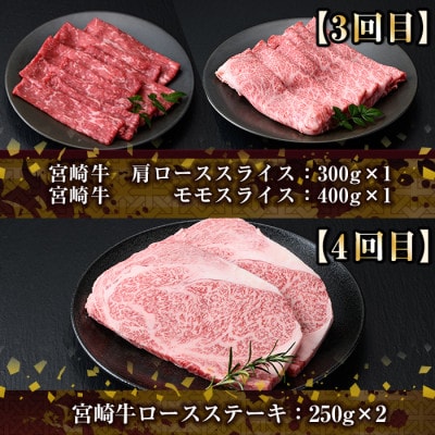 【毎月定期便】宮崎牛6ヶ月定期便(Aセット)(門川町)全6回