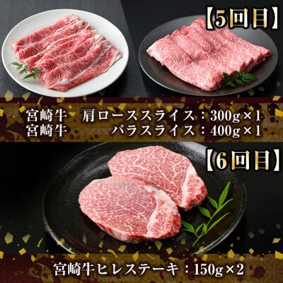 【毎月定期便】宮崎牛6ヶ月定期便(Aセット)(門川町)全6回