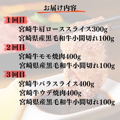 2022年10月発送開始『定期便』宮崎牛3ヶ月定期便(Aセット)全3回