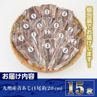 九州産あじの開き(1尾約20cm・計15枚)