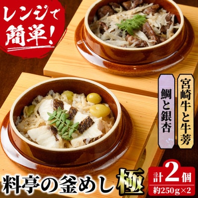 料亭の釜めし・極【宮崎牛と牛蒡】【鯛と銀杏】