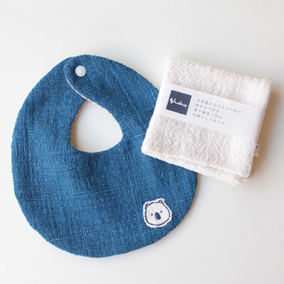 Shokuの店 ウォンバットの刺?入りベビースタイとハンカチ