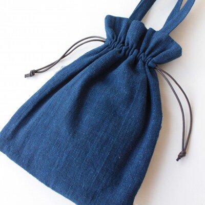 Shokuの店 手織りの布の巾着バッグとめがねがま口