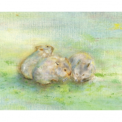 ウォンバット絵画 『それぞれのお月見』【ジクレー版画】額付き