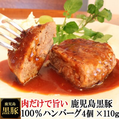スエヒロ家 鹿児島黒豚100%手作りハンバーグ 110g×4個(冷凍)