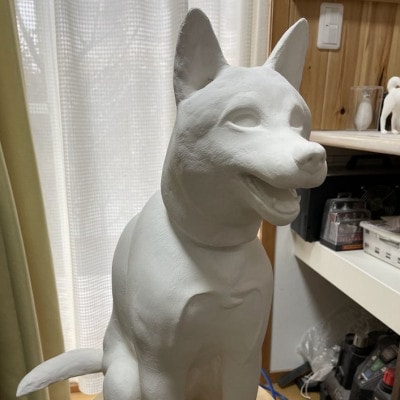 東日本大震災からの動物愛護活動 犬猫と人との共生を願うリアルサイズモニュメント(体高40cm犬 猫)
