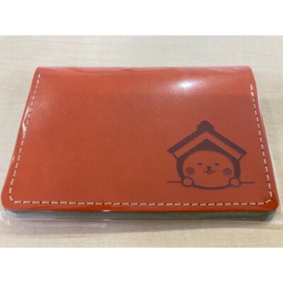 とち介のレザーカードケース(オレンジ)