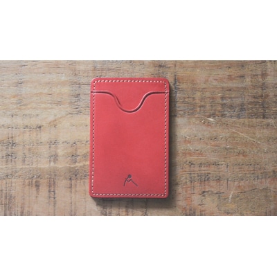 【minca】栃木レザーのタテ型パスケース 定期入れ パスホルダー01/レッド　694