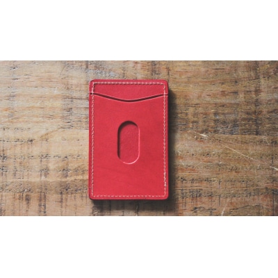 【minca】栃木レザーのタテ型パスケース 定期入れ パスホルダー01/レッド　694