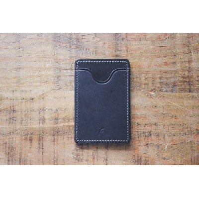 【minca】栃木レザーのタテ型パスケース 定期入れ パスホルダー01/ブラック　694