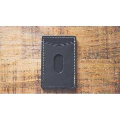 【minca】栃木レザーのタテ型パスケース 定期入れ パスホルダー01/ブラック　694
