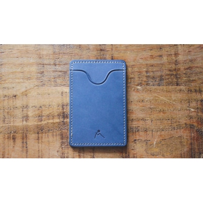 【minca】栃木レザーのタテ型パスケース 定期入れ パスホルダー01/ブルー　694
