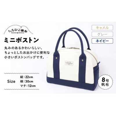 【いちひこ帆布】 ミニボストン/ネイビー