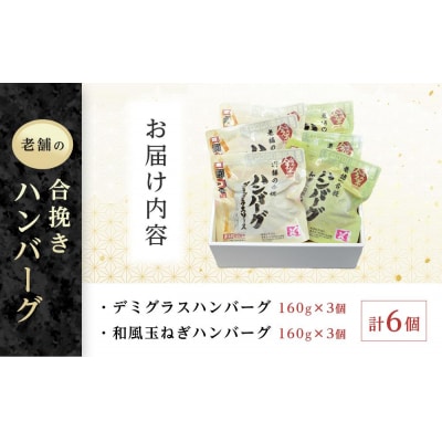 人形町今半　老舗の合挽きハンバーグ2種詰合せ(計6個)