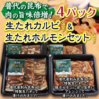 生たれカルビ&生たれホルモンセット 各2パック 豚肉 味付け肉