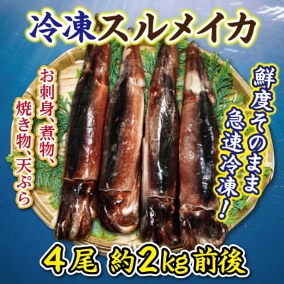 冷凍スルメイカ特大4本(2kg前後)