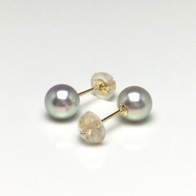 アコヤ真珠ピアス ナチュラルカラー　5.5～6.0ミリ  高品質パール  K18(18金)