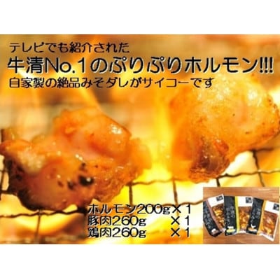 自家製みそダレBセット 牛ホルモン200g 豚肉 鶏肉 各1 キャンプやBBQで活躍する伊勢志摩の味