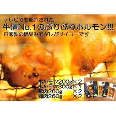 自家製みそダレ Lセット ホルモン200g×2 300g×1 豚肉×2 鶏肉×2 伊勢志摩の味 牛清