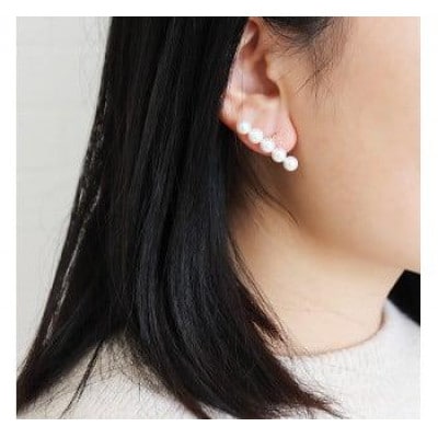 志摩産アコヤ真珠 5-6ミリ ホワイトピンク 5粒タイプ 数粒ラインピアス