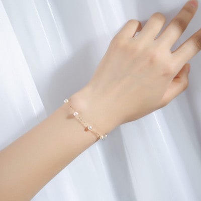 志摩産 無調色アコヤ真珠 ベビーパール4-4.5ミリ ブレスレット (17cm)