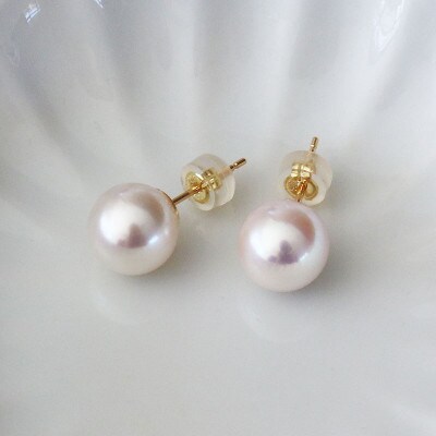 志摩産 あこや真珠 大粒 9.5-10mm K18YG ピアス