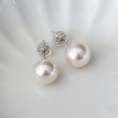 志摩産 あこや真珠 大粒 9.5-10mm K14WG ピアス