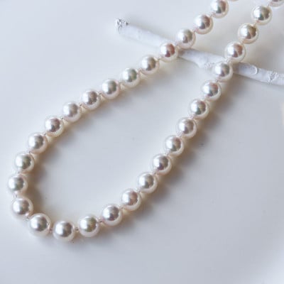 志摩産 あこや真珠 【準花珠 ネックレス】 8.0-8.5mm パールネックレス(金具1)
