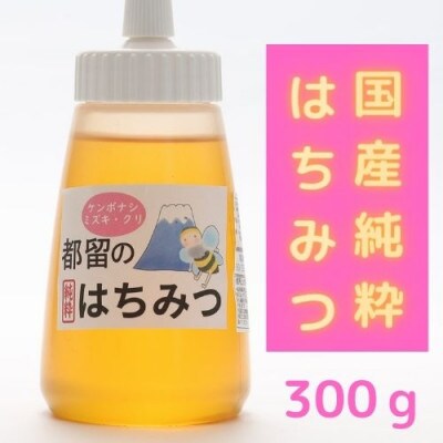 都留のはちみつ(ケンポナシ・ミズキ・クリ)300g チューブタイプ　国産はちみつ