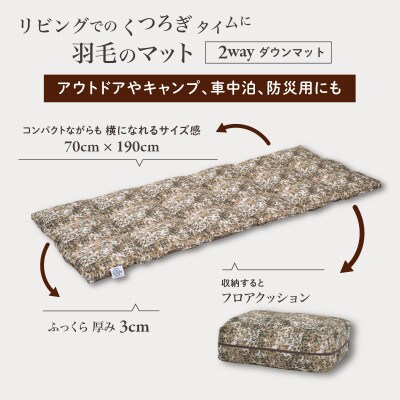 【富士新幸謹製】「サステナブルな羽毛」2WAY コンパクトマット[ラーチ] アップサイクルダウン