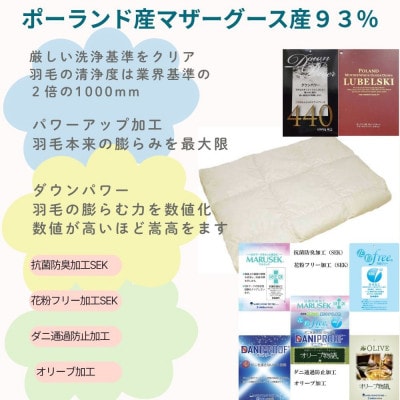 羽毛肌布団 ダブル ポーランド産マザーグース93%