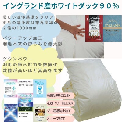 羽毛布団 クィーン イングランド産ホワイトダック90%