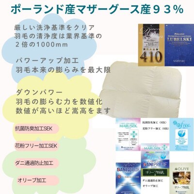 羽毛合い掛け布団 セミダブル ポーランド産マザーグース93%