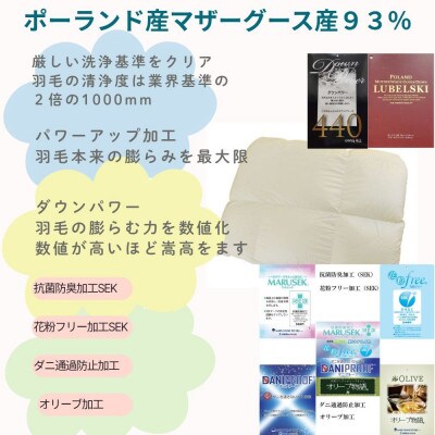 羽毛合い掛け布団 ダブル ポーランド産マザーグース93%