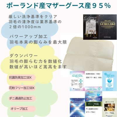 羽毛合い掛け布団 セミダブル ポーランド産マザーグース95%