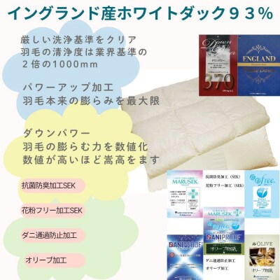 羽毛合い掛け 肌布団 2枚組 セミダブル イングランド産ホワイトダック93%
