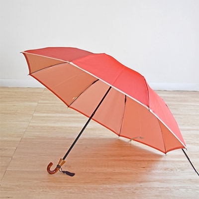 【数量限定】小宮商店 かさね 雨晴兼用折りたたみ傘　55cm コーラルレッド×アイボリー