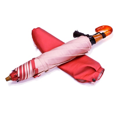 【数量限定】小宮商店 かさね 雨晴兼用折りたたみ傘　55cm コーラルレッド×アイボリー