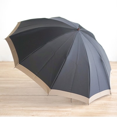 【数量限定】小宮商店 橘 雨晴兼用折りたたみ傘　60cm ブラック×ベージュ