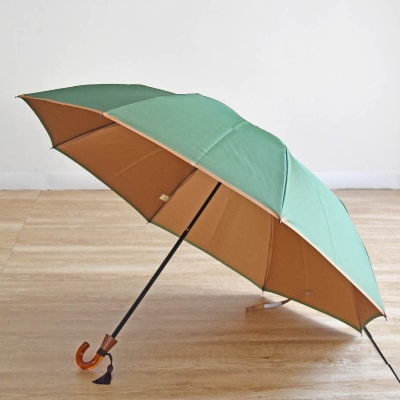 【数量限定】小宮商店 かさね 雨晴兼用折りたたみ傘　55cmグリーン×キャメル