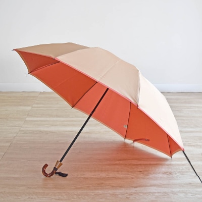 【数量限定】小宮商店 かさね 雨晴兼用折りたたみ傘　55cm ベージュ×ピンク