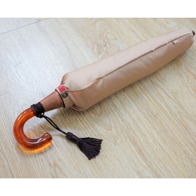 【数量限定】小宮商店 かさね 雨晴兼用折りたたみ傘　55cm ベージュ×ピンク