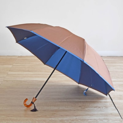 【数量限定】小宮商店 かさね 雨晴兼用折りたたみ傘　55cm ブラウン×ブルー
