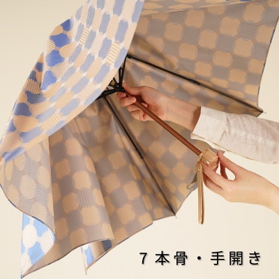 婦人折傘　ノルディック ドットコラージュ(ブルー)槙田商店の傘職人が作るおしゃれなレディース傘