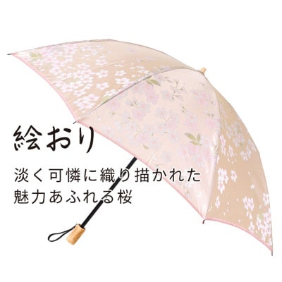 絵おり(桜・ピンク)槙田商店の傘職人が作る大人にぴったりの上品な日本製の晴雨兼用婦人折傘