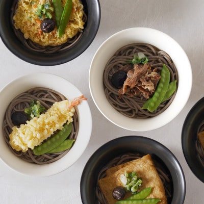 さぬき小豆島　手延冷凍調理そば4食セット(えび天/牛肉/きつね/かきあげ)