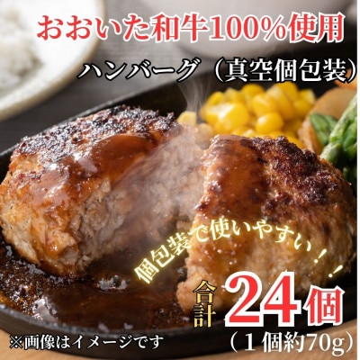 《おおいた和牛100%使用》おおいた和牛 ハンバーグ プレーン 真空 個包装 24個(津久見市)