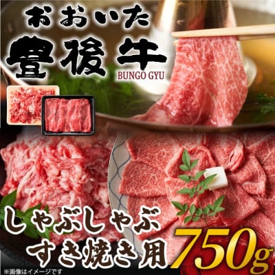 訳あり!おおいた豊後牛しゃぶすき焼き用(肩ロース肉・肩バラ・モモ肉) 750gセット(津久見市)