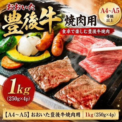 【A4～A5】おおいた豊後牛焼肉用 1kg(250g×4p)